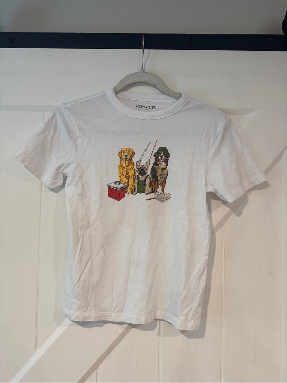 Crewcuts White Dog Fishing Graphic Tee with Multicolor Print